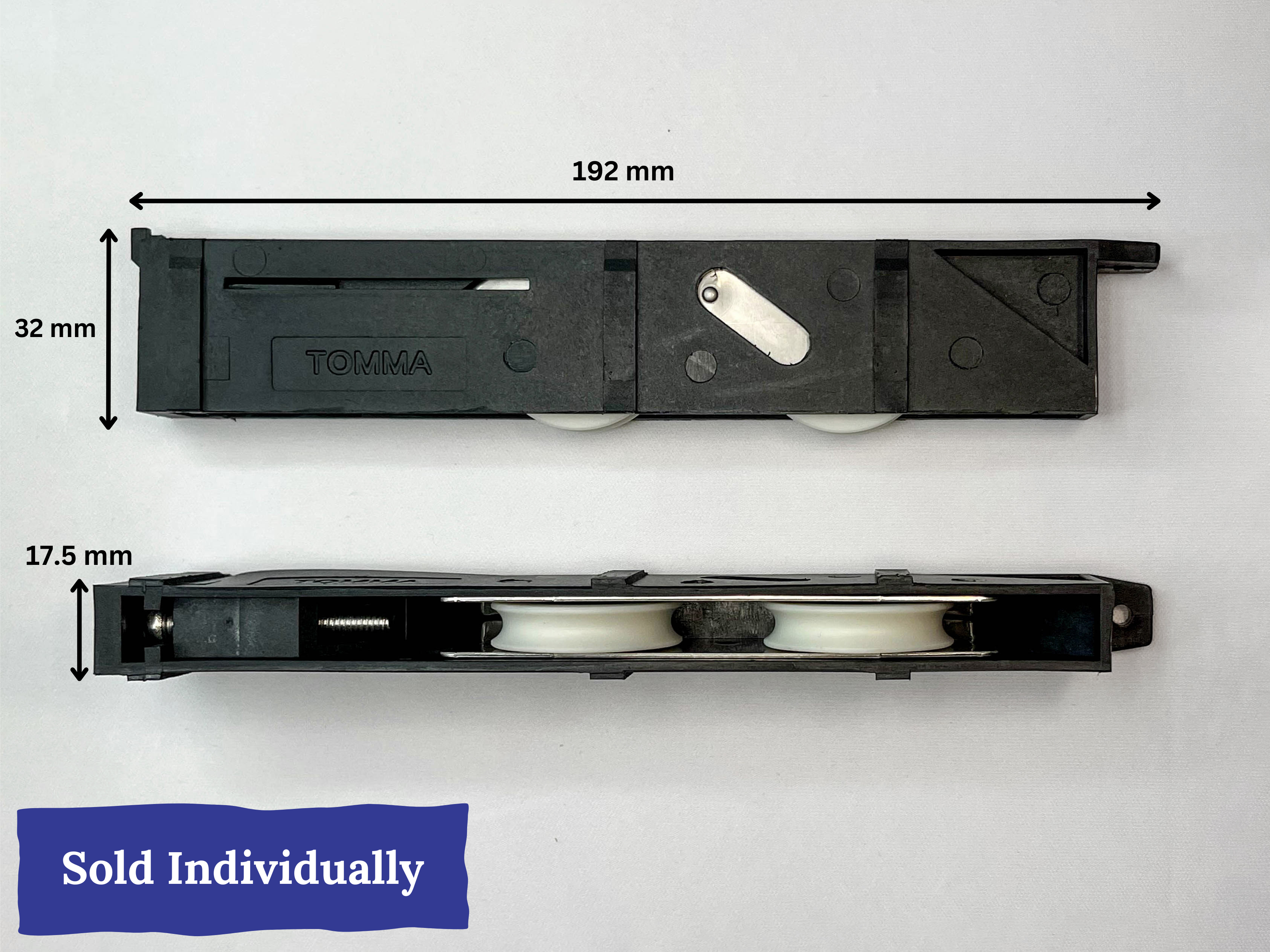 Mammoth/Tomma Sliding Door Rollers - Tandem Roller Assembly (17.5mm Wide)
