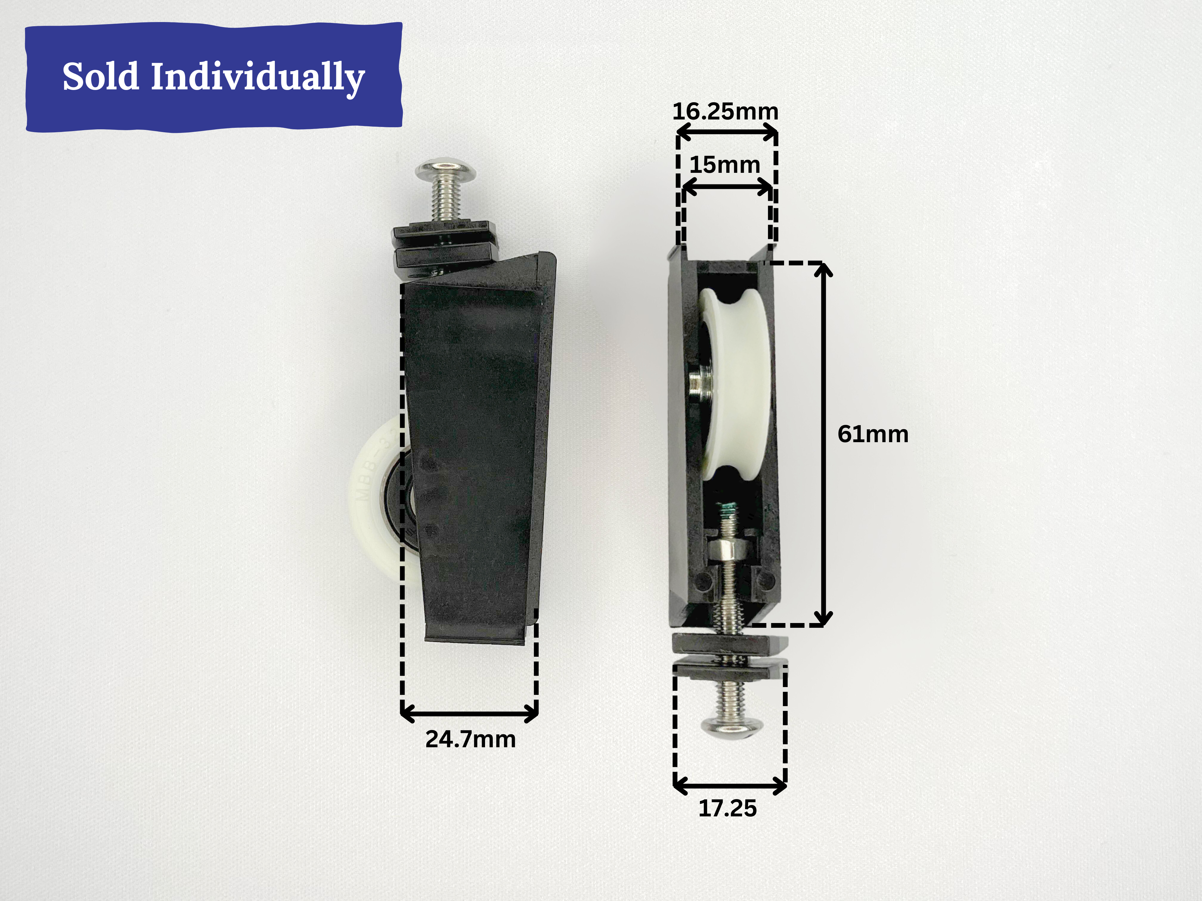 Sliding Door Roller - Concave Roller - Stainless Steel Screw